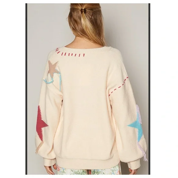 $40 start 332 ⬇️Pretty POL V neck star sweater - Picture 8 of 10